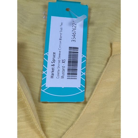 Market & Spruce Mustard Yellow Colette Shirred Sleeve Cotton Stitch Fix - Picture 4 of 6